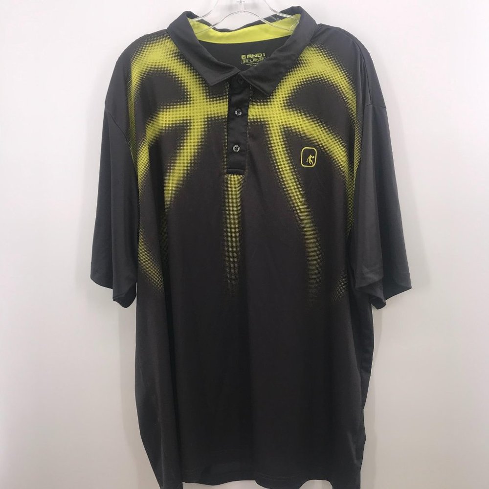 AND1 GRAY‎ AND YELLOW SHORT SLEEVE POLO